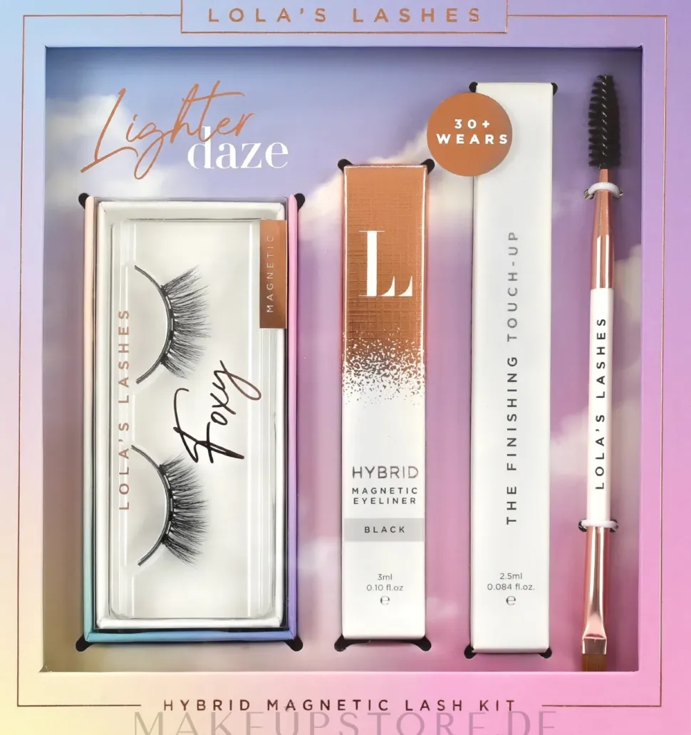 Lola's Lashes Foxy Hybrid Magnetic Eyelash Kit (Eyeliner/3ml + Abschminkstift/2.5ml + falsche magnetische Wimpern/2 St. + Bürste/1 St.)
