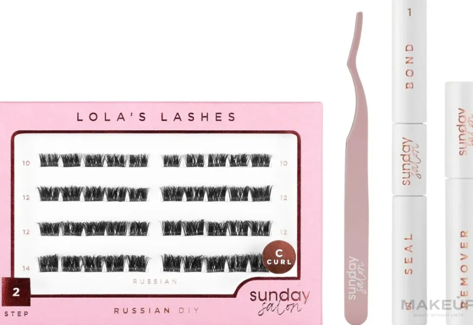 Lola's Lashes Russian Diy Lash Extensions Starter Set (bond/seal/2x3.5ml + remover/4ml + eyelashes/40pcs + applicator/1pcs)