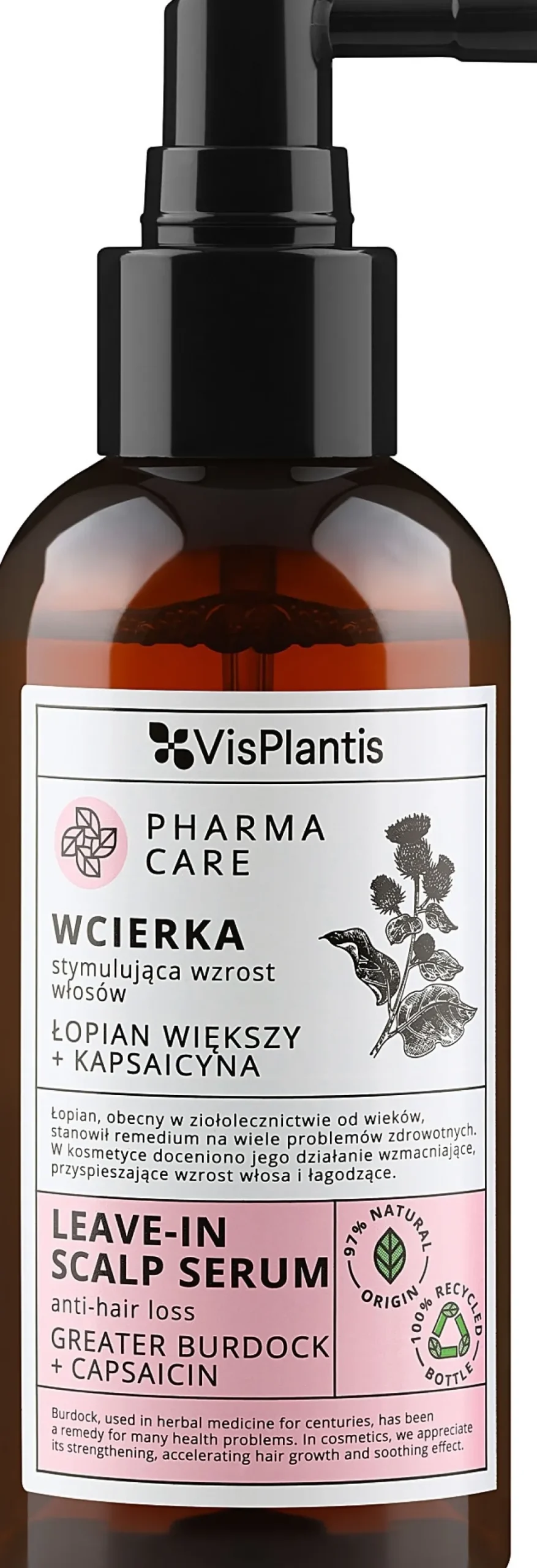 Lotion zur Stimulierung des Haarwachstums Klette und Capsaicin