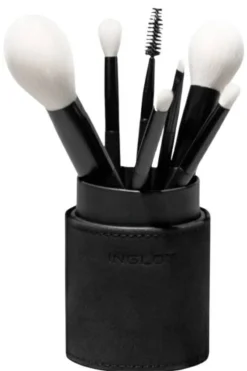 Make-up-Pinselset im schwarzen Etui, 7 Stück
