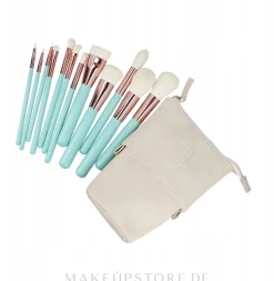 Make-up-Pinselset 12-tlg., türkis + Etui, weiß