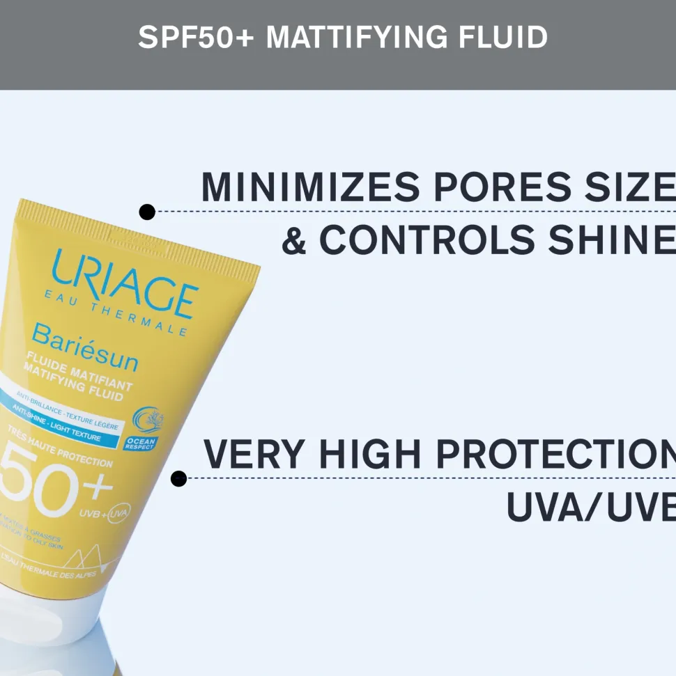 Mattierendes und feuchtigkeitsspendendes Sonnenchutzfluid für das Gesicht SPF 50+