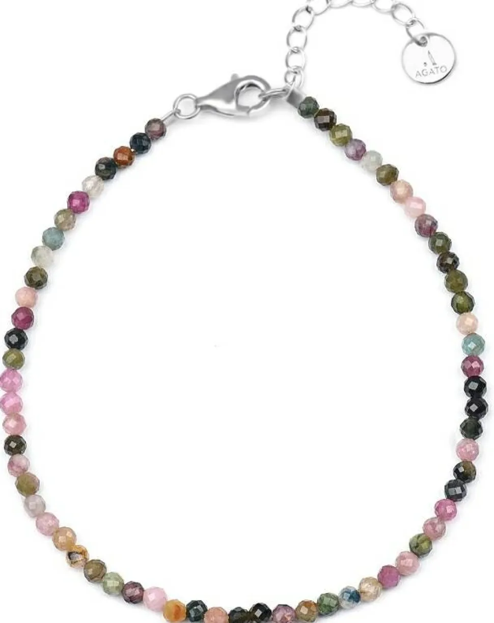 Mineralisches Armband mit farbigen Turmalinperlen