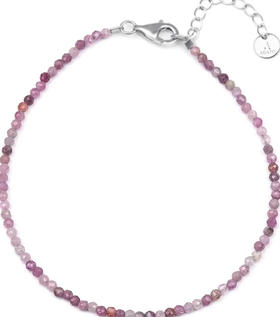 Mineralisches Armband mit rosa Rubinperlen