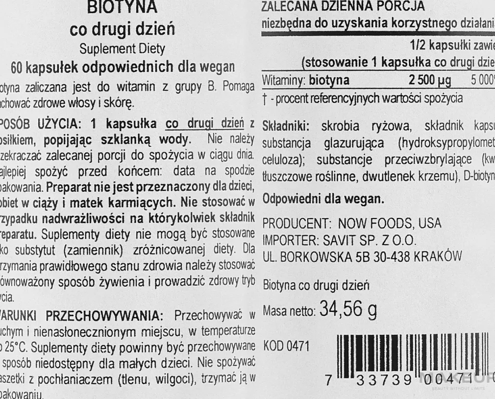 Nahrungsergänzungsmittel Biotin 5000 mcg