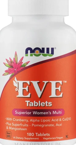 Nahrungsergänzungsmittel Eve Multivitamine und Multimineralien für Frauen mit Cranberry, Alpha-Liponsäure und Coenzym Q10 90 / 180 Tabletten