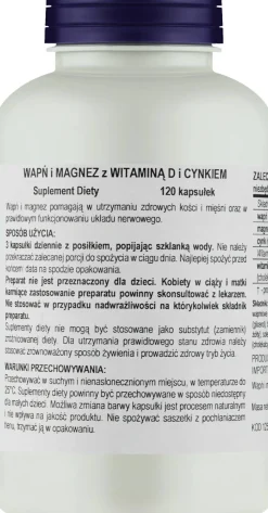 Nahrungsergänzungsmittel Kalzium, Magnesium, Vitamin D3 und Zink für gesunde Knochen 120 Weichkapseln