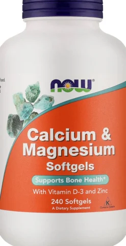 Nahrungsergänzungsmittel Kalzium, Magnesium, Vitamin D3 und Zink für gesunde Knochen 120 Weichkapseln