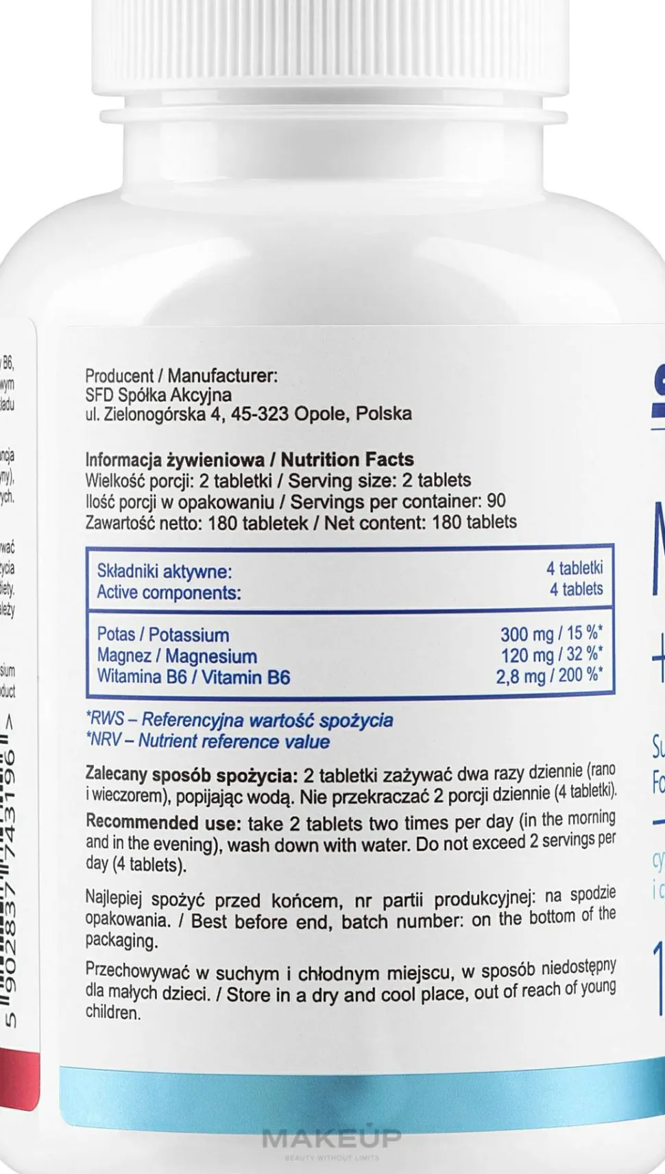 Nahrungsergänzungsmittel Magnesium + Kalium + B6