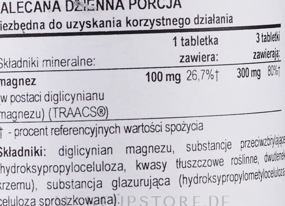 Nahrungsergänzungsmittel 'Magnesiumglycinat', 100 mg