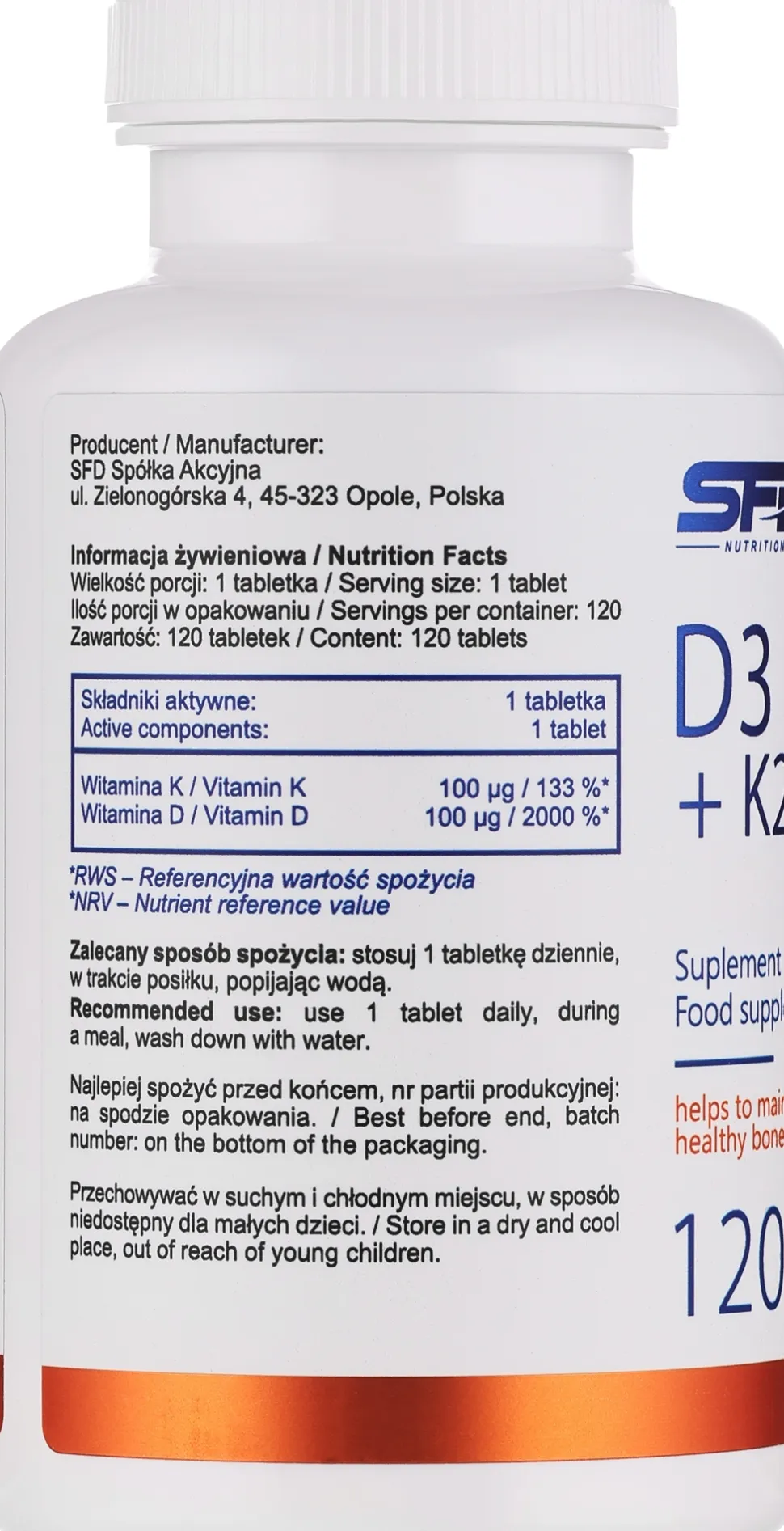 Nahrungsergänzungsmittel Vitamin D3 4000 IU + K2