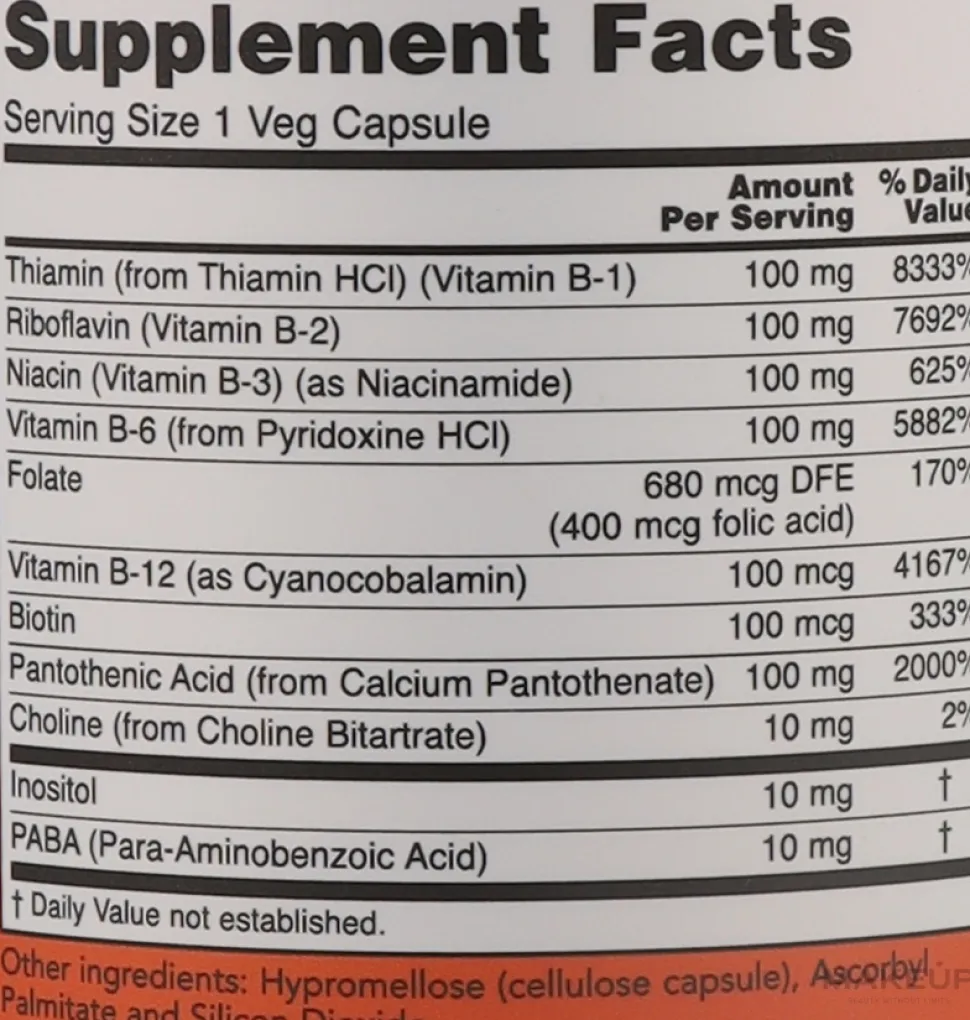 Nahrungsergänzungsmittel Vitamin B-100 Komplex für gesundes Nervensytem