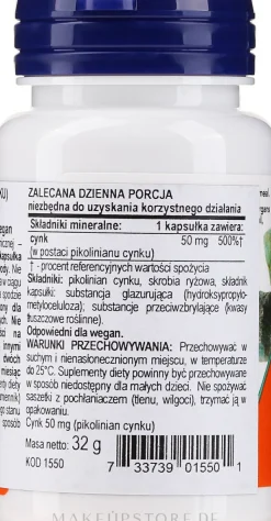Nahrungsergänzungsmittel Zinkpicolinat 50 mg