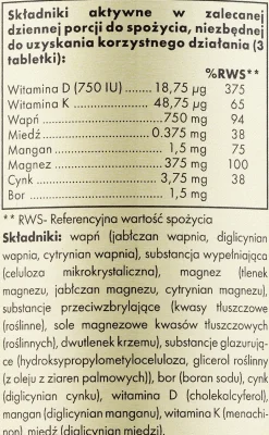 Nahrungsergänzungsmittel zur Unterstützung des Knochensystems