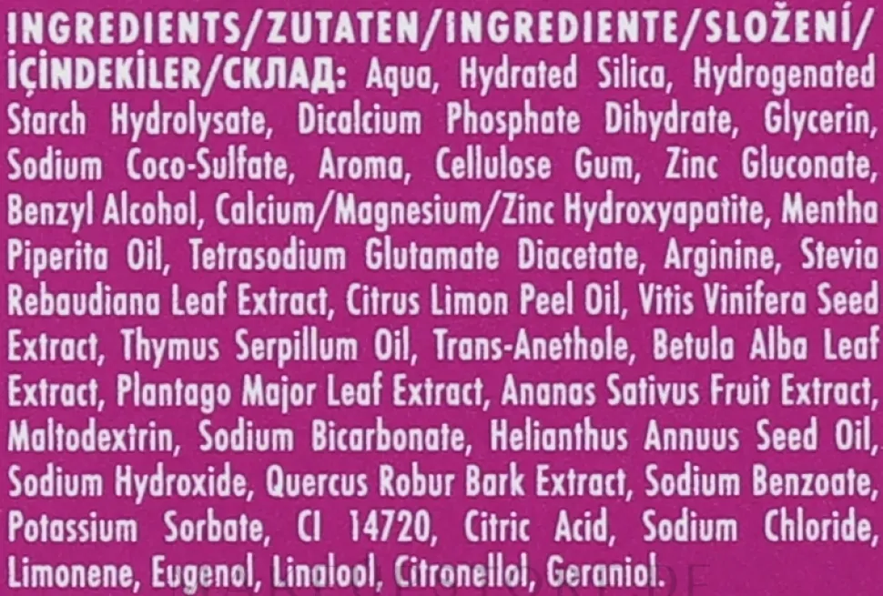 Natürliche und regenerierende Zahnpasta mit rotem Traubenkernextrakt und Calcium für empfindliche Zähne