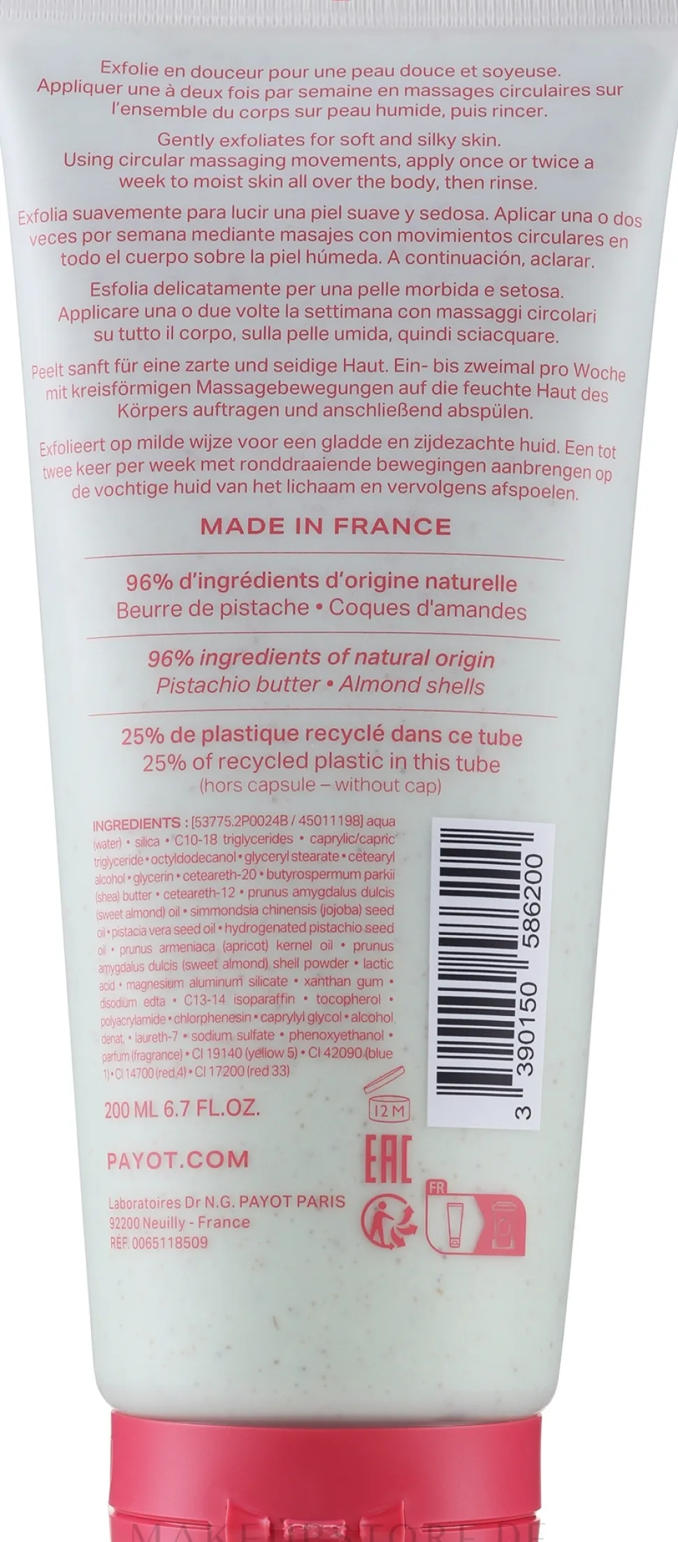 Peelingcreme mit Pistazie und süßem Mandelextrakt