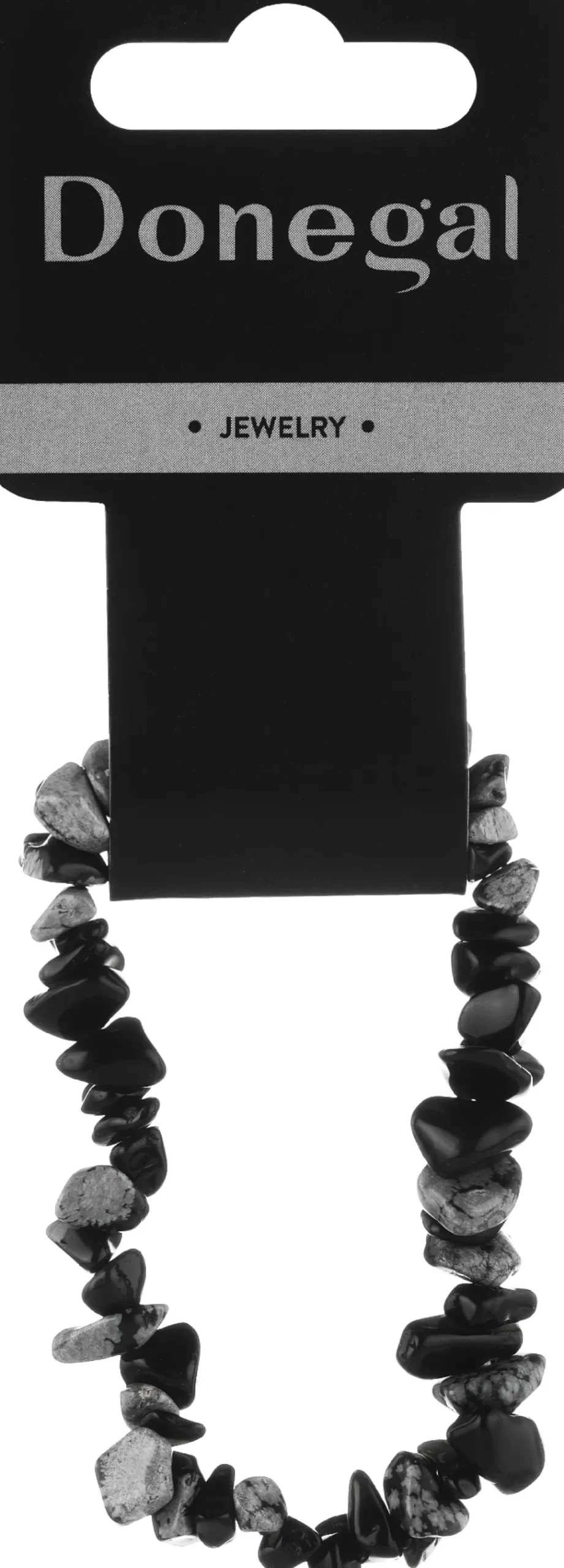 Perlenarmband, 6401, schwarze und graue Steinchen