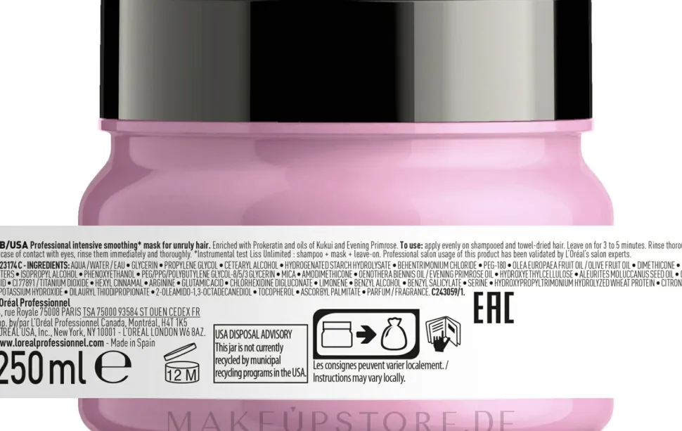 Pflegende und glättende Haarmaske für trockenes und widerspenstiges Haar mit Keratin
