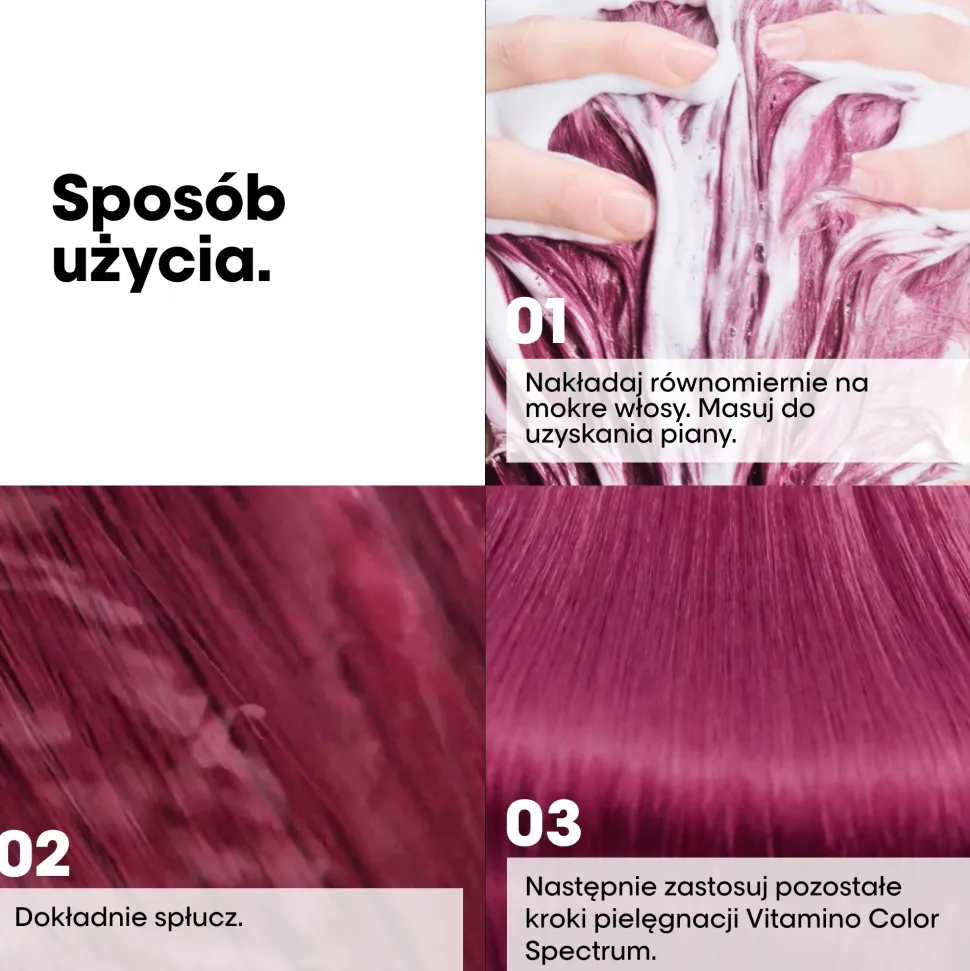 Professionelles Shampoo für strahlenden Glanz und Erhalt von 5 Dimensionen des Farbspektrums nach dem Haarefärben