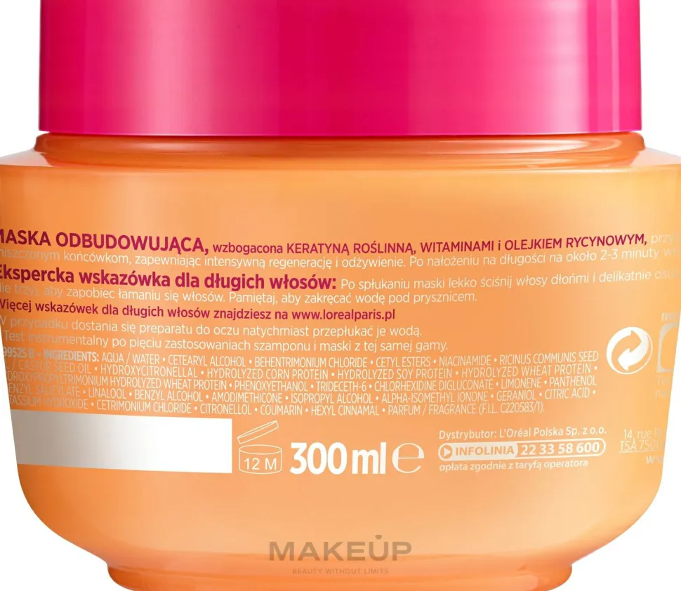 Regenerierende Haarmaske mit Keratin, Vitaminen und Rizinusöl