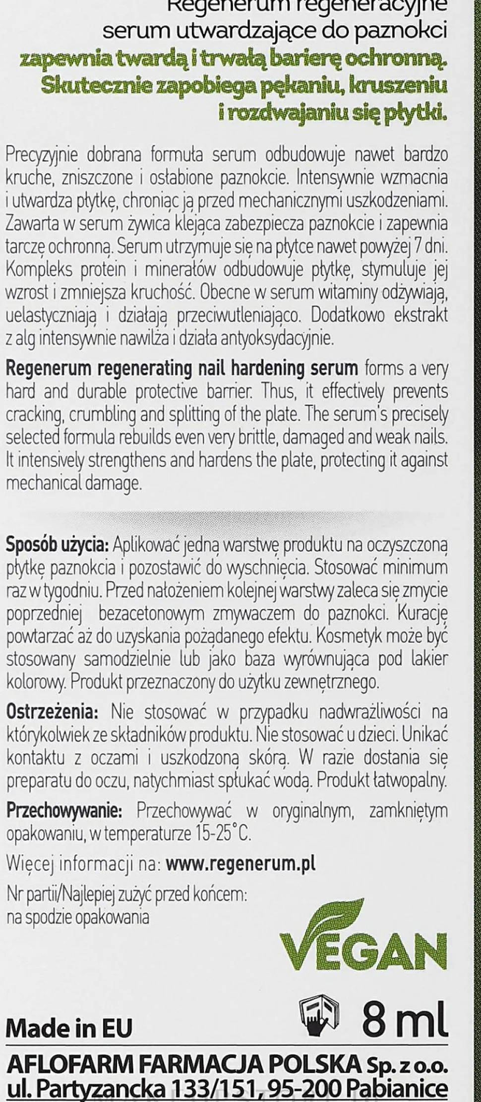 Regenerierendes und stärkendes Nagelserum