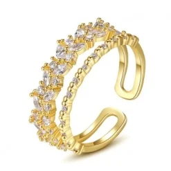 Ring aus chirurgischem Stahl, 14 Karat vergoldet, mit Zirkonia, PST932