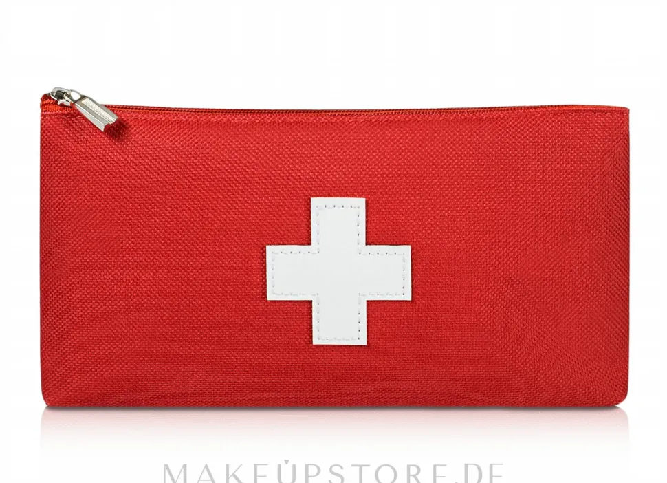 Rote Stofftasche zur Aufbewahrung von Erste-Hilfe-Artikeln 19x10x2 cm First Aid Kit