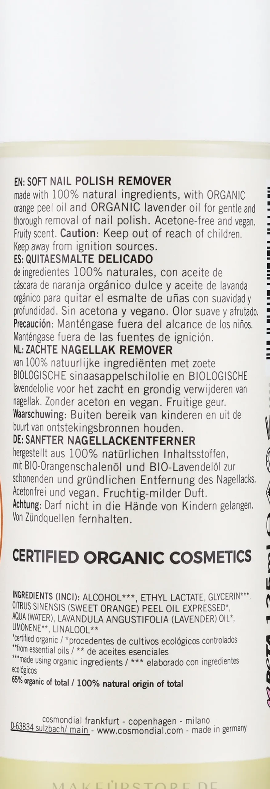 Sanfter natürlicher Nagellackentferner mit Bio Orangenschalen- und Lavendelöl