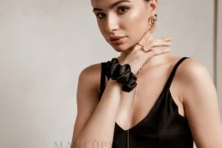 Scrunchie-Haargummi aus Naturseide schwarz Largy