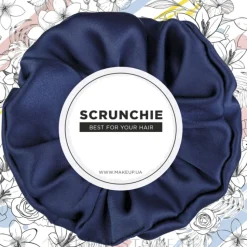 Scrunchie-Haargummi dunkelblau Satin Classic