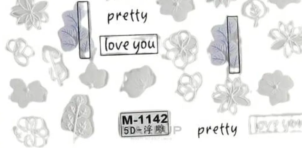Selbstklebende Nagelsticker 5D weiße Blumen