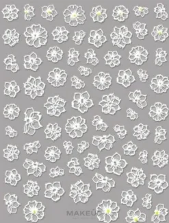 Selbstklebende Nagelsticker 5D weiße Blumen