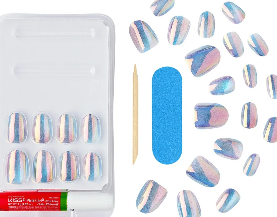 Set aus künstlichen Nägeln mit Kleber, 28 Stück