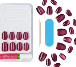 Set aus künstlichen Nägeln mit Kleber, 28 Stück