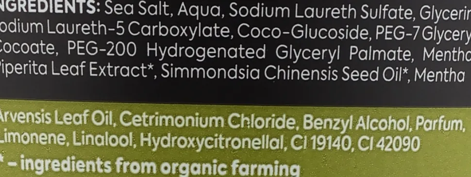 Shampoo-Peeling für das Haar mit Meersalz und Minze Alles in Einem