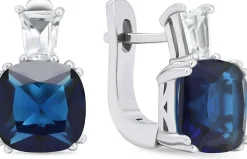 Silberne Ohrringe mit blauen Zirkonia