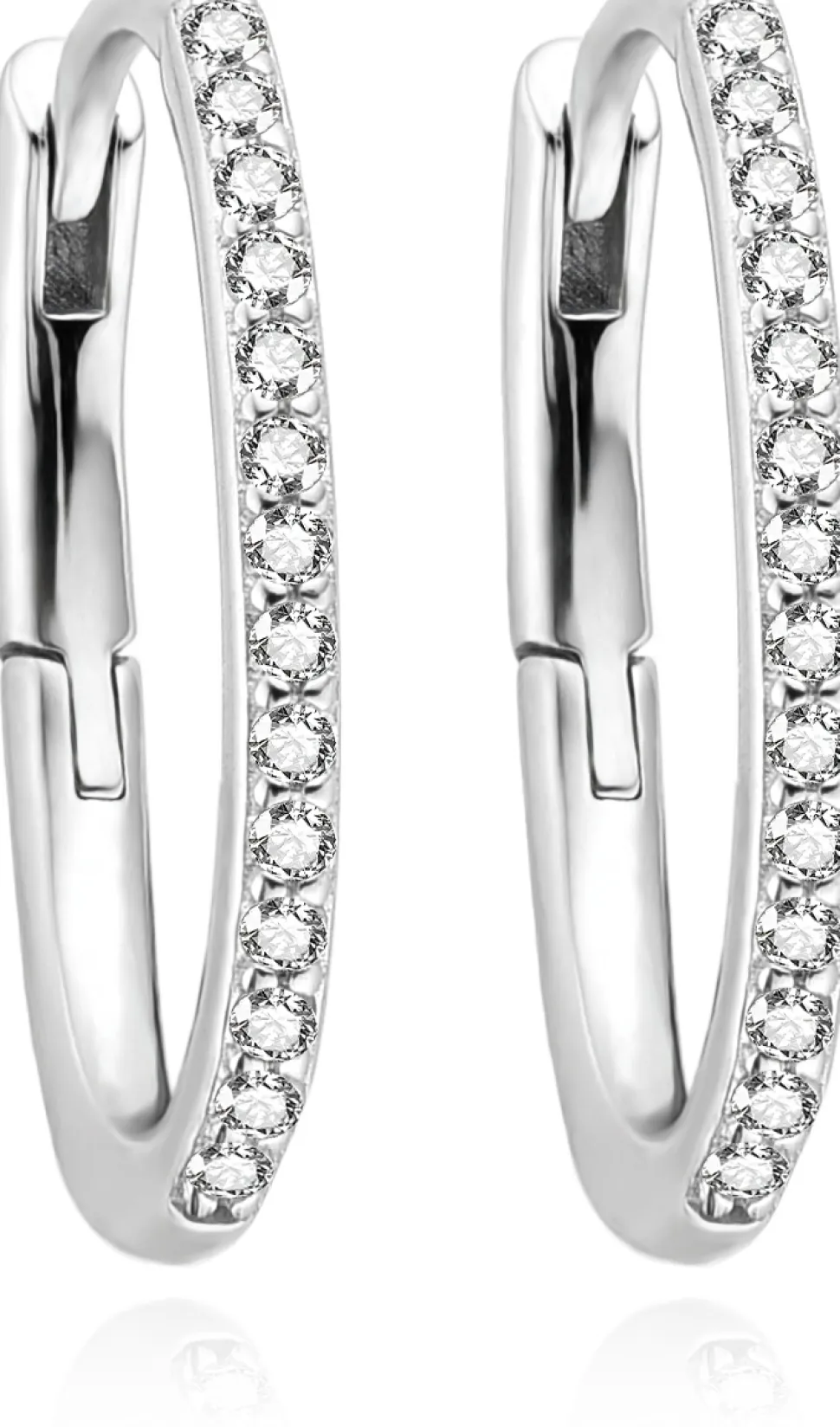 Silberohrringe mit Zirkonen und Zirkonia, oval