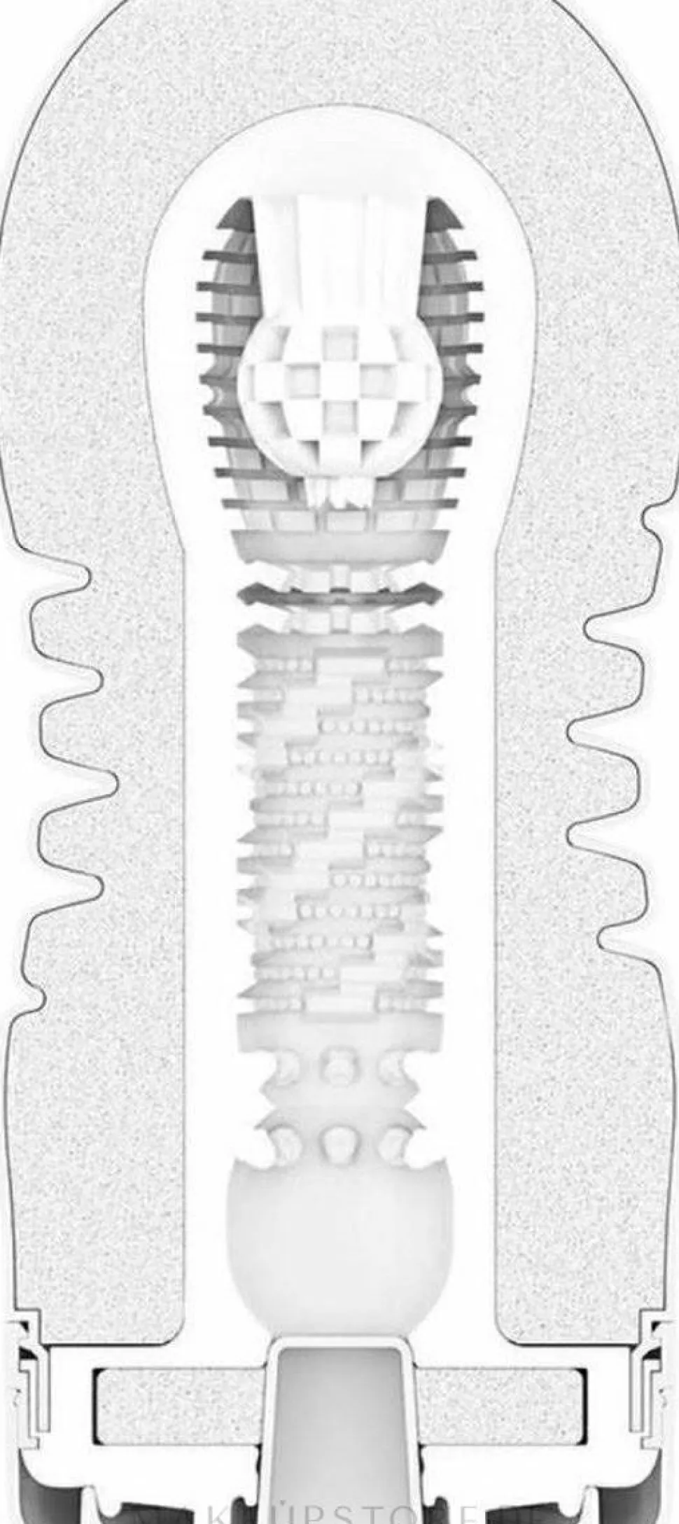 Silikon-Masturbator mit Sanduhrform und Ventilstruktur schwarz-rot