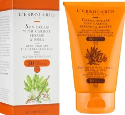 Sonnenschutzcreme für Körper und Gesicht mit Karotten, Sesamöl und Sheabutter für überempfindliche Haut SPF 30