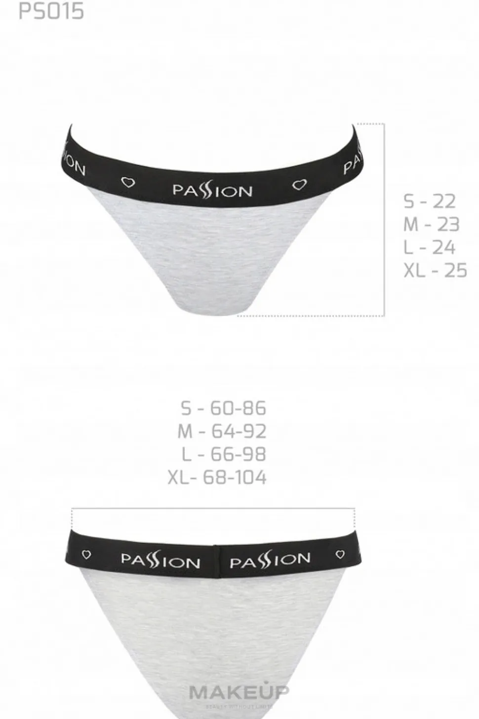 Tanga-Höschen aus Baumwolle mit breitem Gummiband PS015 grau