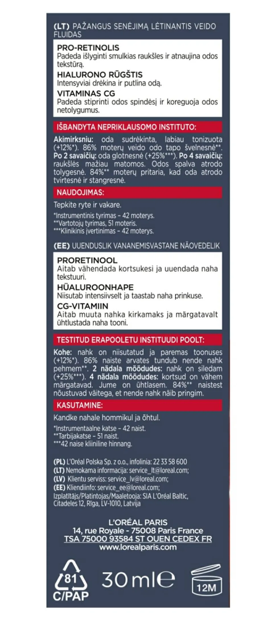 Tiefenwirksames regenerierendes Anti-Aging-Fluid mit Hyaluronsäure und Pro-Retinol