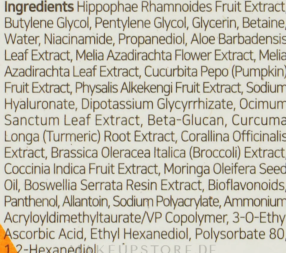 Tonisierendes und aufhellendes Gesichtsserum mit Vitaminen, Sanddornextrakt und Niacinamid