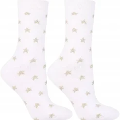 Warme Socken, CSL300-344, weiß mit grauen Sternen