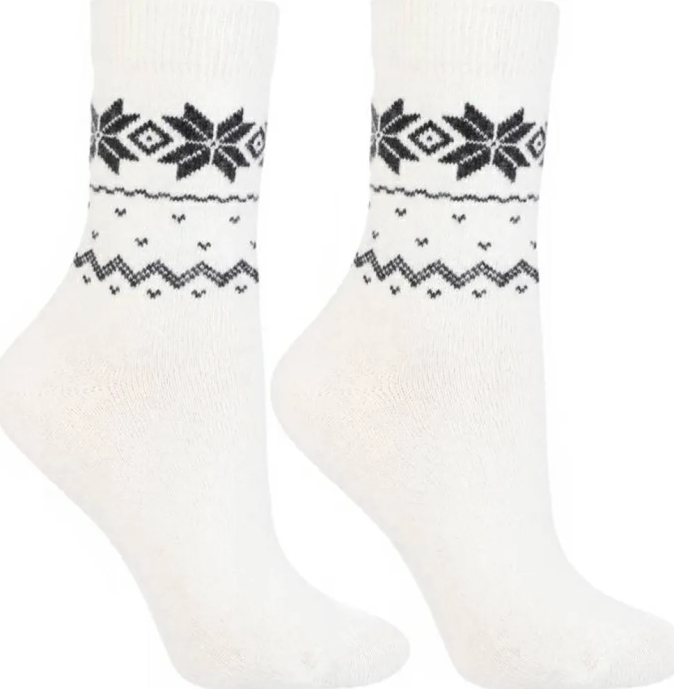 Warme Socken, CSL300-094, weiß mit blauem Muster