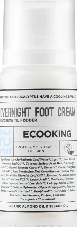 Weichmachende Fußcreme für die Nacht mit pflegenden Ölen, Menthol und Eukalyptus