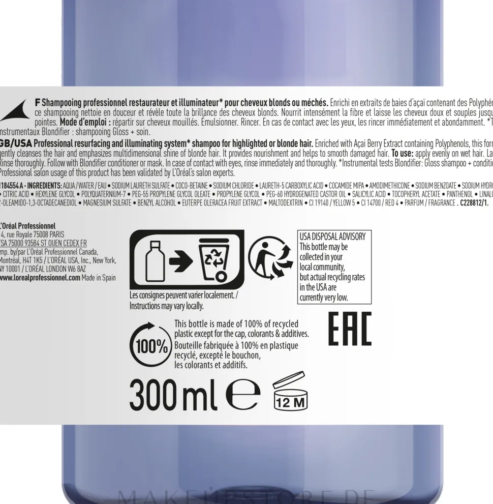 Wiederaufbauendes Gloss Shampoo für blondiertes Haar